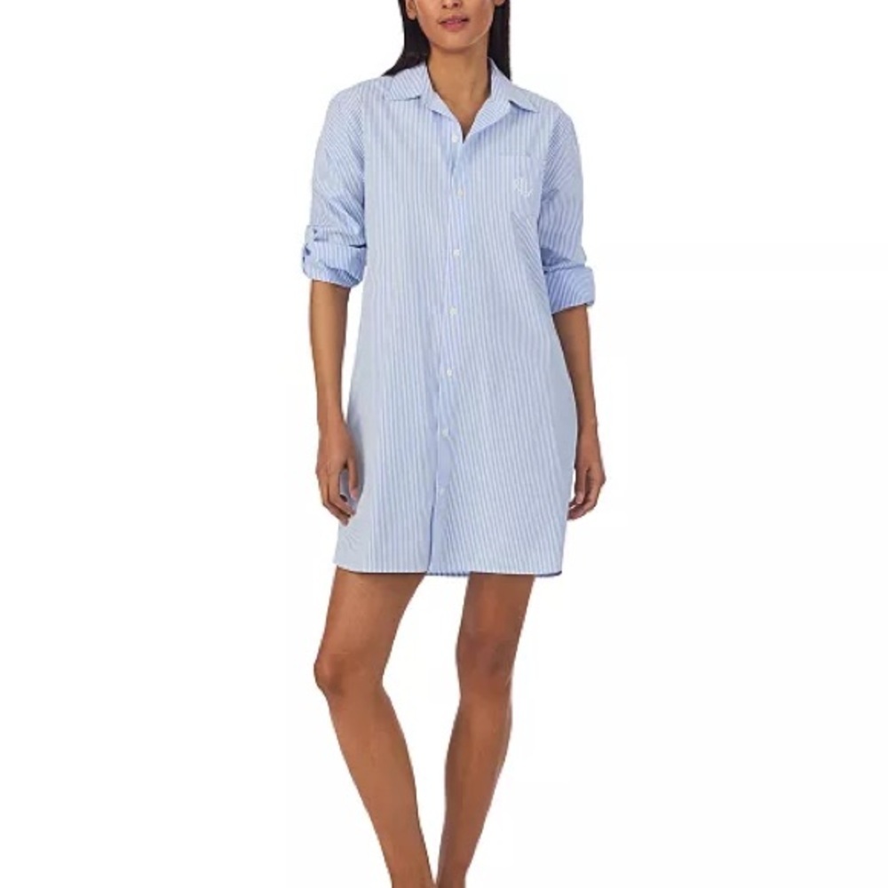 Lauren Ralph Lauren striped cotton poplin sleep shirt, Size 2X, 100% Cotton